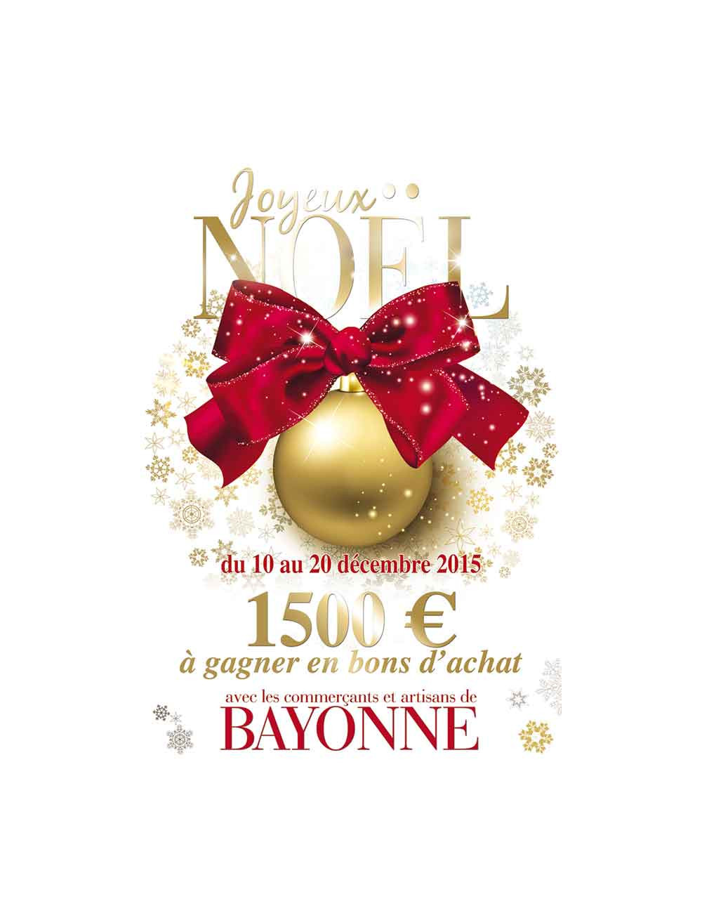 Affiches A2 (42x59,4 cm) Joyeux Noël Joyeuses Fêtes boule or
