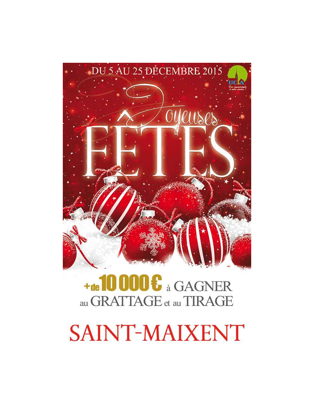 Affiches A2 (42x59,4 cm) Joyeuses Fêtes boules Rouge