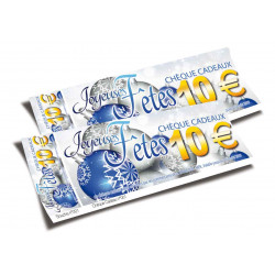 Chèques cadeaux classiques Joyeuses Fêtes boules bleu/argent