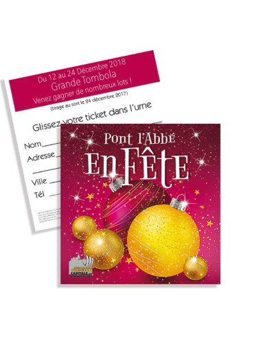 Tickets de tombola 10x10 Joyeuses Fêtes boules rose