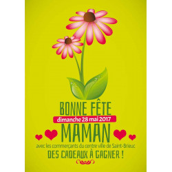 Affiches A2 (42x59,4 cm) Bonne Fête Maman fleur Gerbera