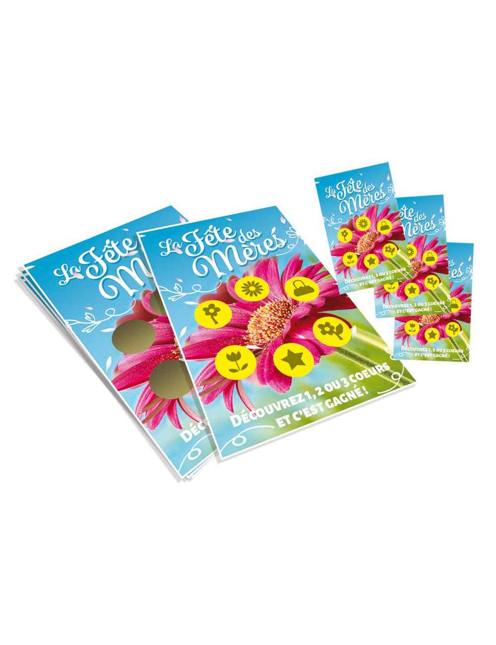 Cartes à gratter perdantes - 1000 ex Bonne Fête Maman fleur rose