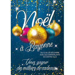 Affiches A2 (42x59,4 cm) Joyeux Noël or et bleu