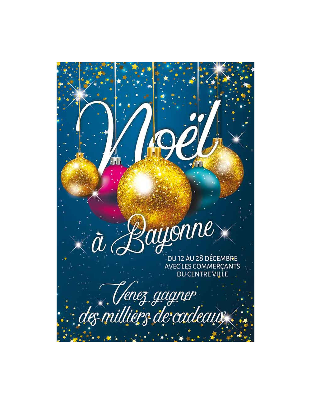 Affiches A2 (42x59,4 cm) Joyeux Noël or et bleu