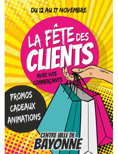Affiche suspendu Fête des clients Pop