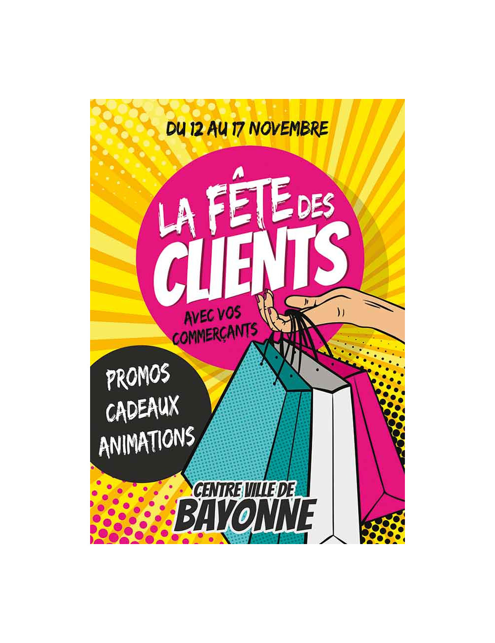 Affiche suspendu Fête des clients Pop