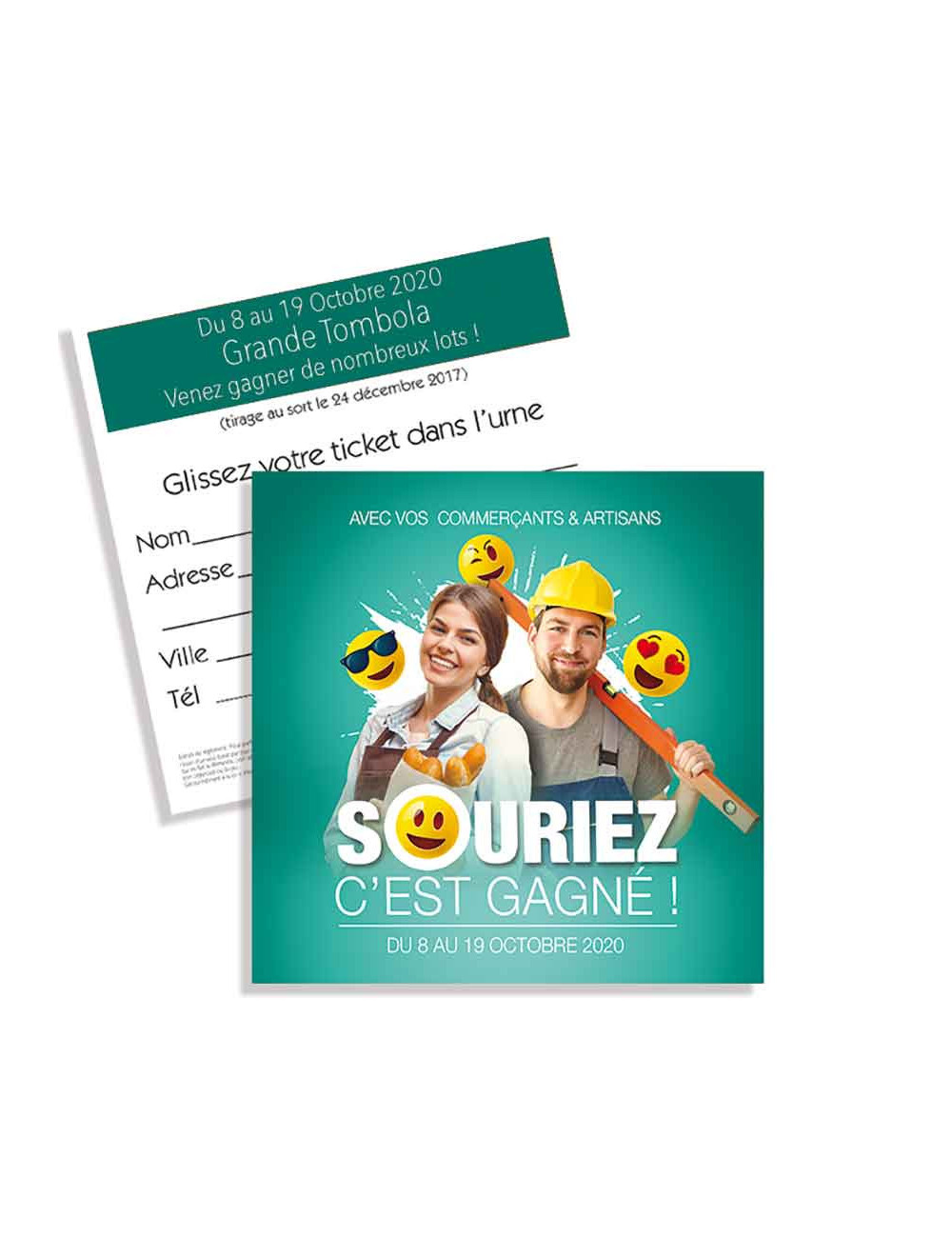 Tickets de tombola 10x10 Souriez c est gagné