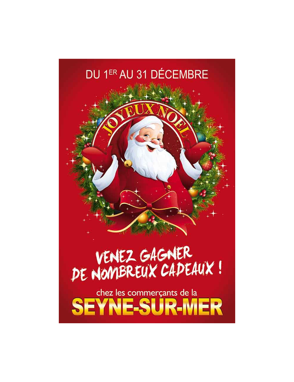 Affiches A2 (42x59,4 cm) Joyeux Noël Santa Claus