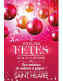 Affiches A2 (42x59,4 cm) Joyeux Fêtes boules Rose