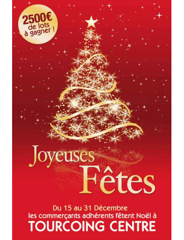 Affiches A2 (42x59,4 cm) Joyeuses Fêtes Sapin Or