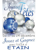 Affiches A2 (42x59,4 cm) Joyeuses Fêtes boules bleu/argent