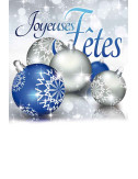 Affiches A3 (30x42 cm) Joyeuses Fêtes boules bleu/argent