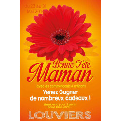 Affiches A2 (42x59,4 cm) Bonne Fête Maman fleur rouge