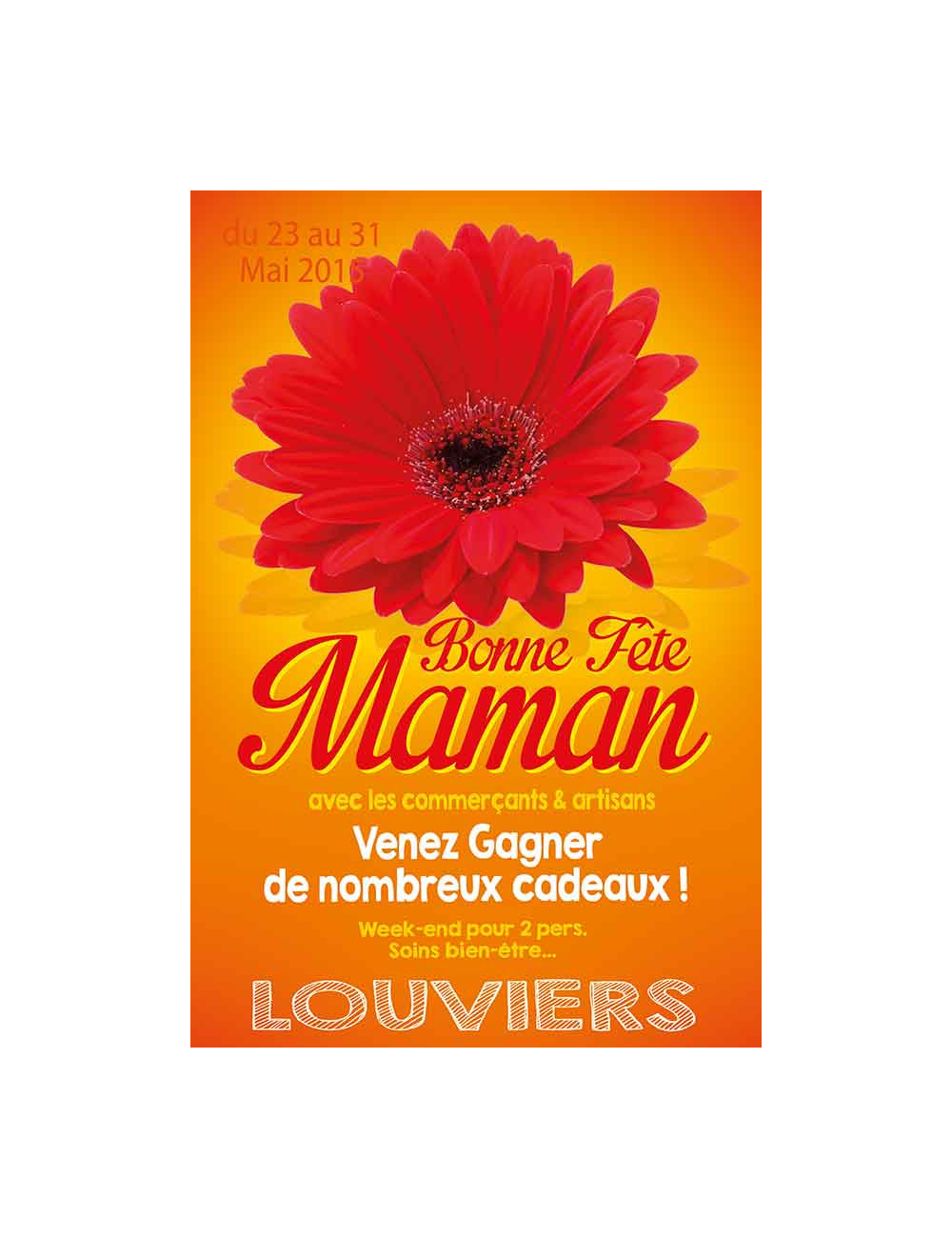 Affiches A3 (30x42 cm) Bonne Fête Maman fleur rouge