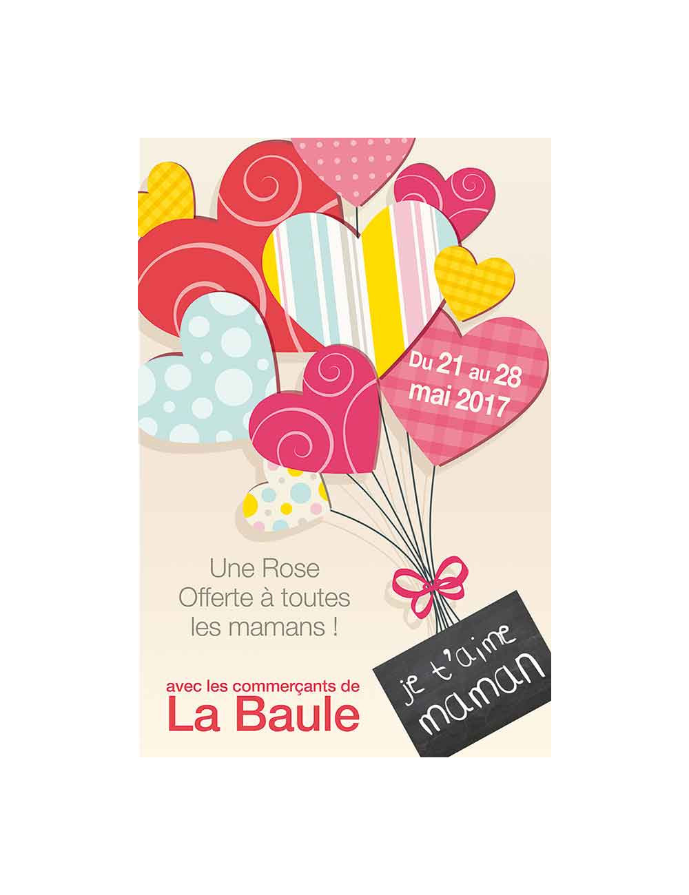 Affiches A2 (42x59,4 cm) Bonne Fête Maman ballon coeur