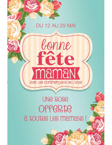 Affiches A2 (42x59,4 cm) Bonne Fête Maman roses