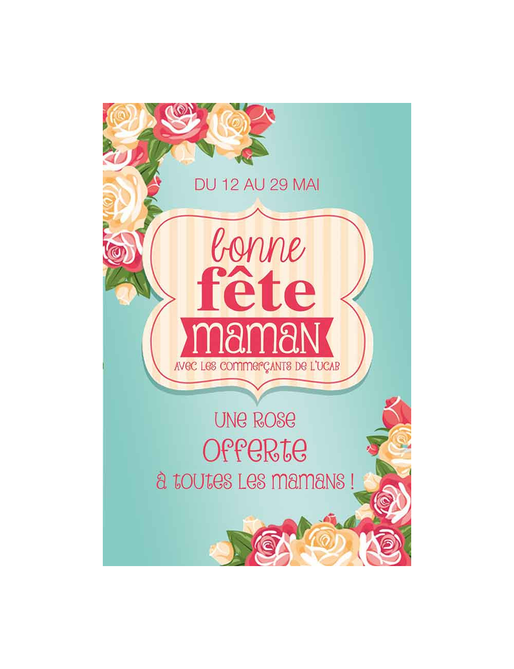 Affiches A2 (42x59,4 cm) Bonne Fête Maman roses