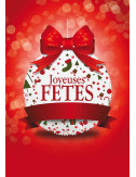 Affiches A2 (42x59,4 cm) Joyeuses Fêtes boules et noeud rouge