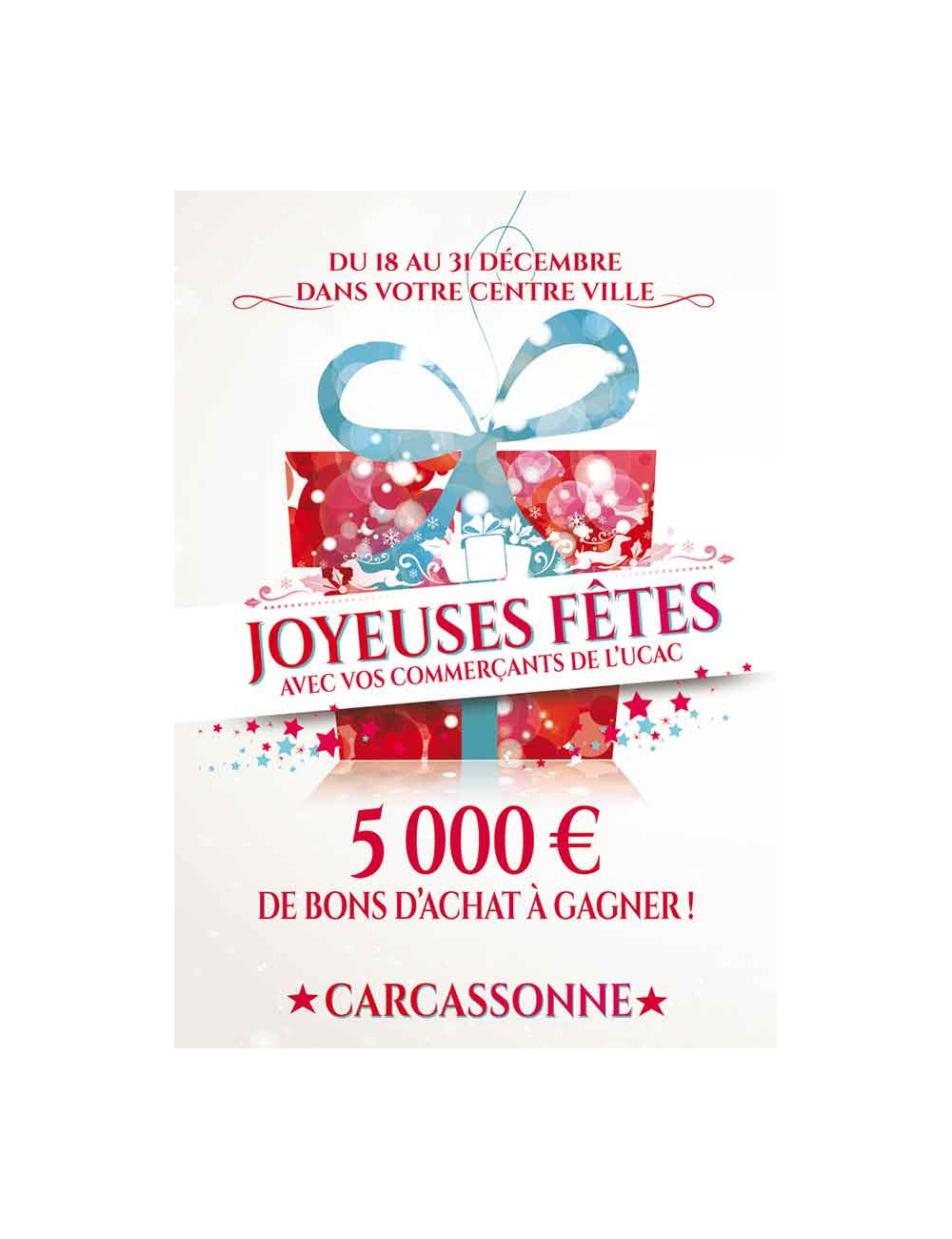 Affiches A2 (42x59,4 cm) Joyeuses Fêtes paquet cadeau multi