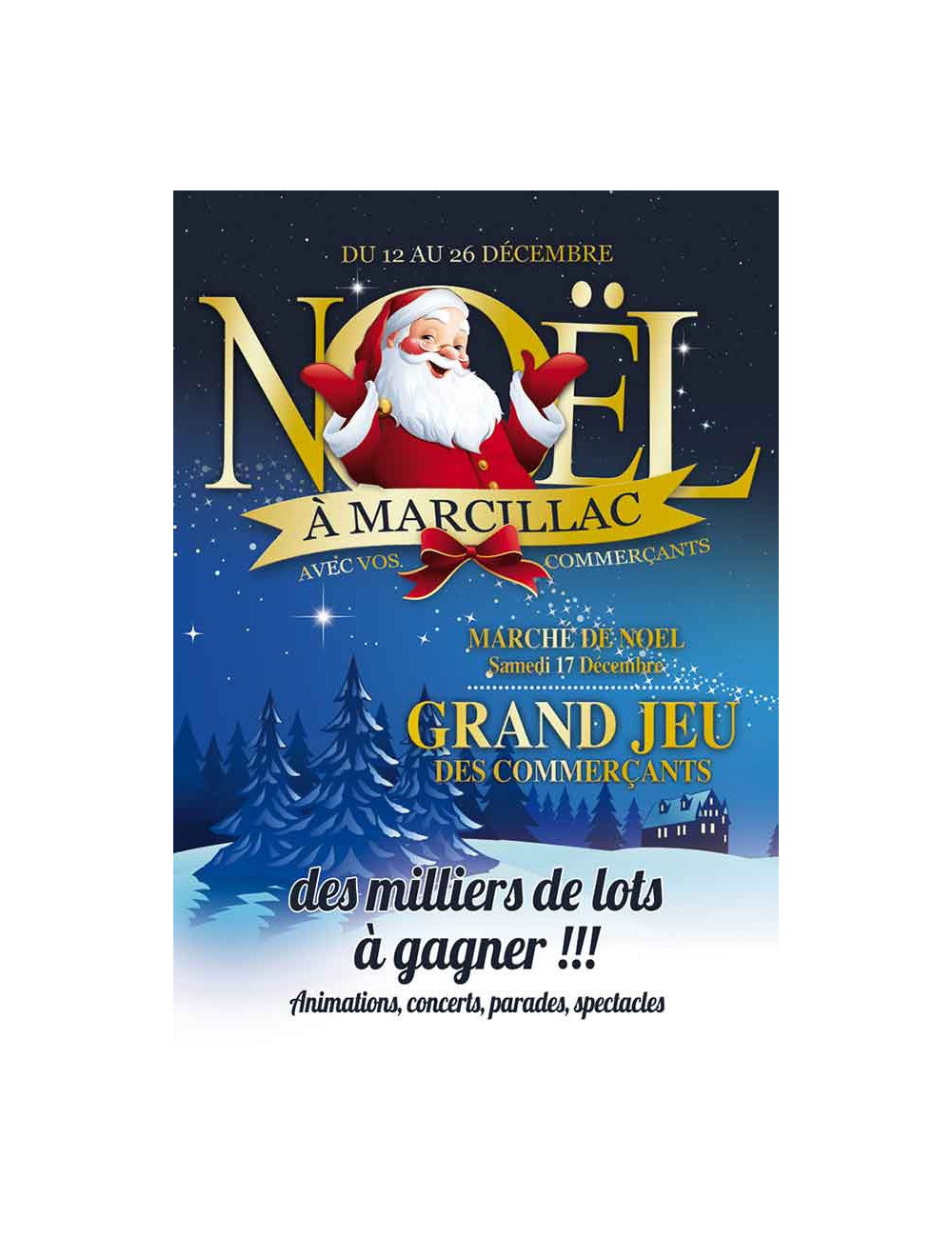 Affiches A2 (42x59,4 cm) Joyeux Noël Père-Noël Neige