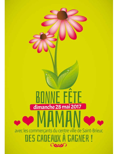 Affiches A3 (30x42 cm) Bonne Fête Maman fleur Gerbera