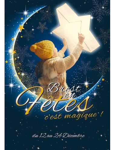 Affiches A2 (42x59,4 cm) Joyeuses Fêtes petite fille étoile