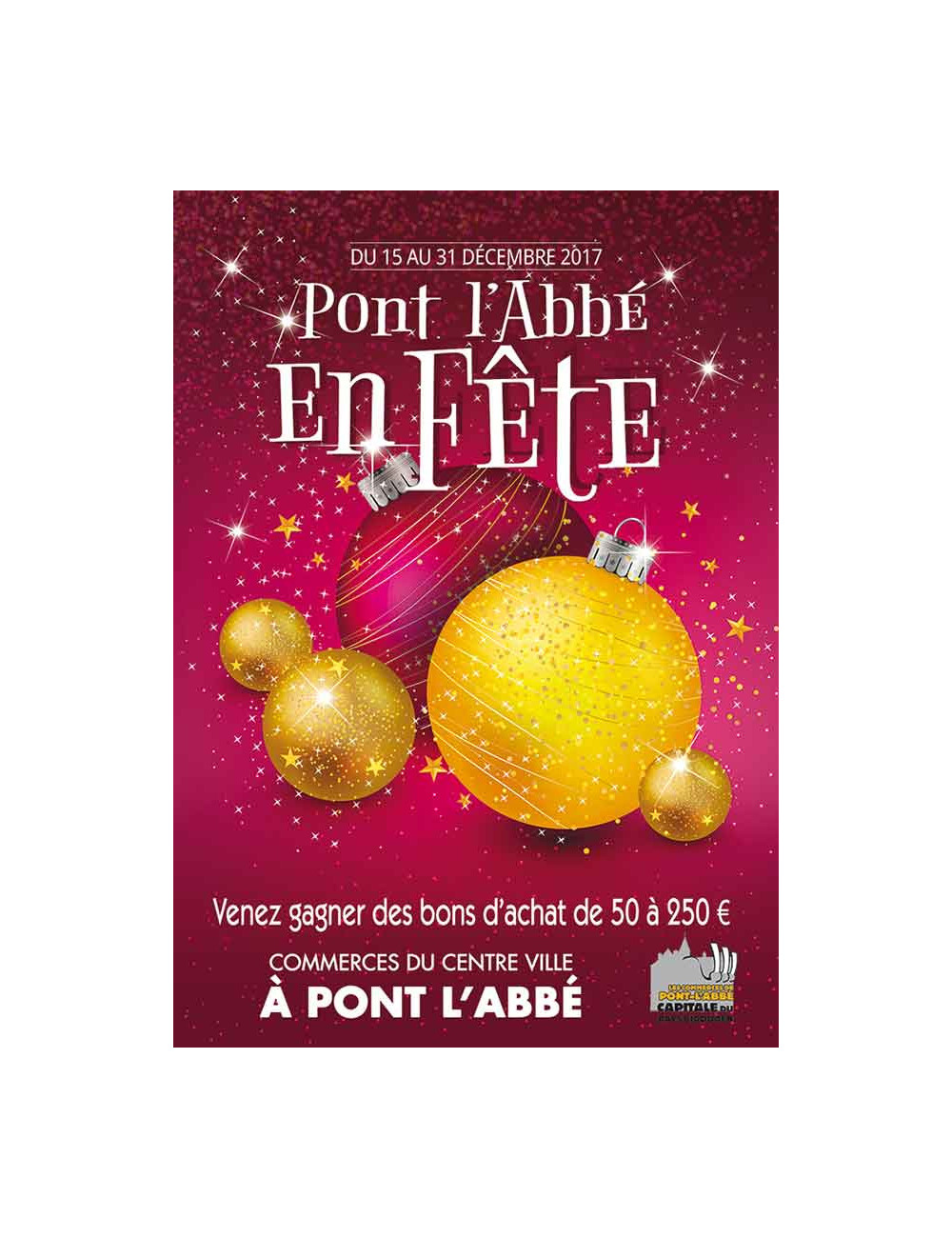 Affiches A2 (42x59,4 cm) Joyeuses Fêtes boules rose