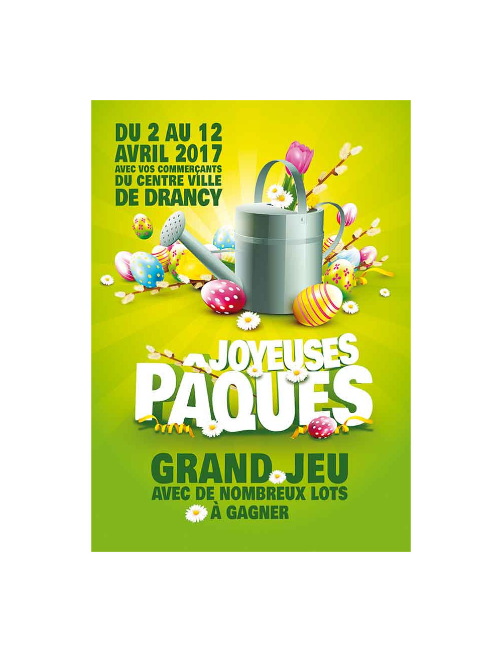 Affiches A2 (42x59,4 cm) Joyeuses Pâques arrosoir