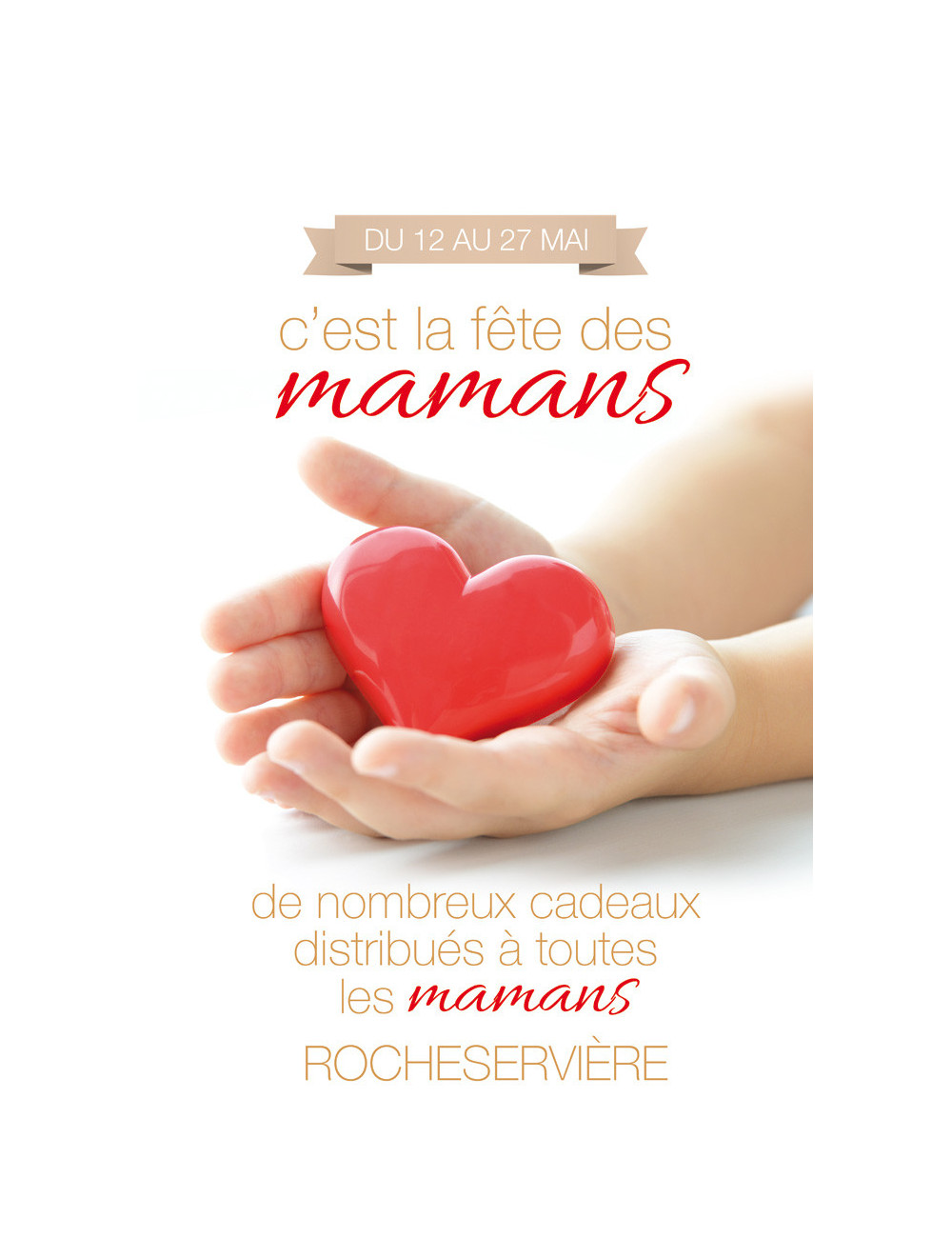 Affiches A2 (42x59,4 cm) Bonne Fête Maman coeur mains