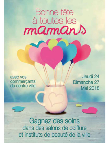 Affiches A3 (30x42 cm) Bonne Fête maman pot coeurs