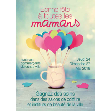 Tracts 15x21 Bonne Fête maman pot coeurs