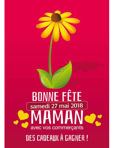 Affiches A2 (42x59,4 cm) Bonne Fête maman gerbera