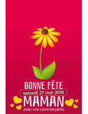 Drapeaux de façade spécifiques Bonne Fête maman gerbera