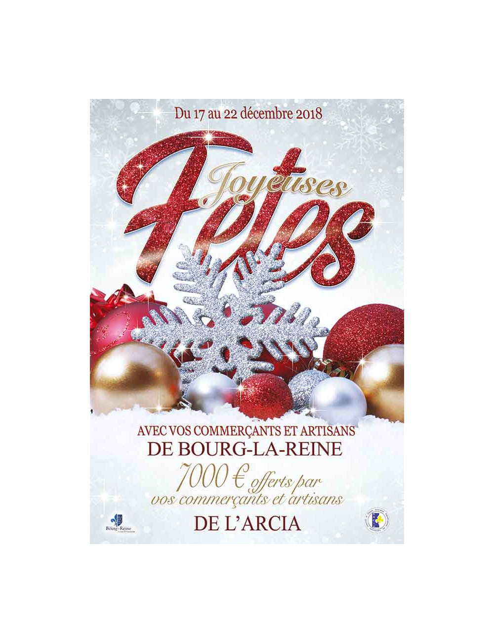 Affiches A2 (42x59,4 cm) Joyeuses Fêtes flocon