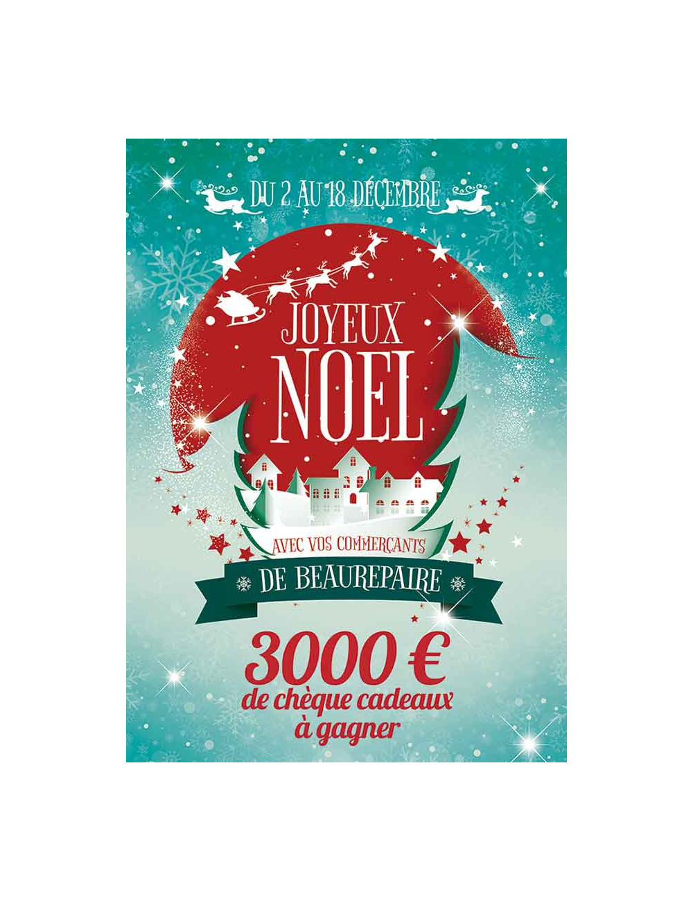 Affiches A2 (42x59,4 cm) Joyeux Noël petit village