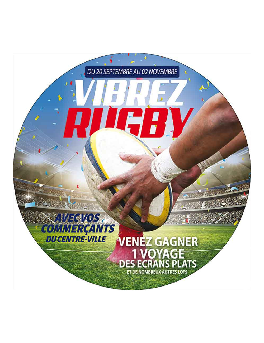 Stickers vitrine événementiel Vibrez Rugby