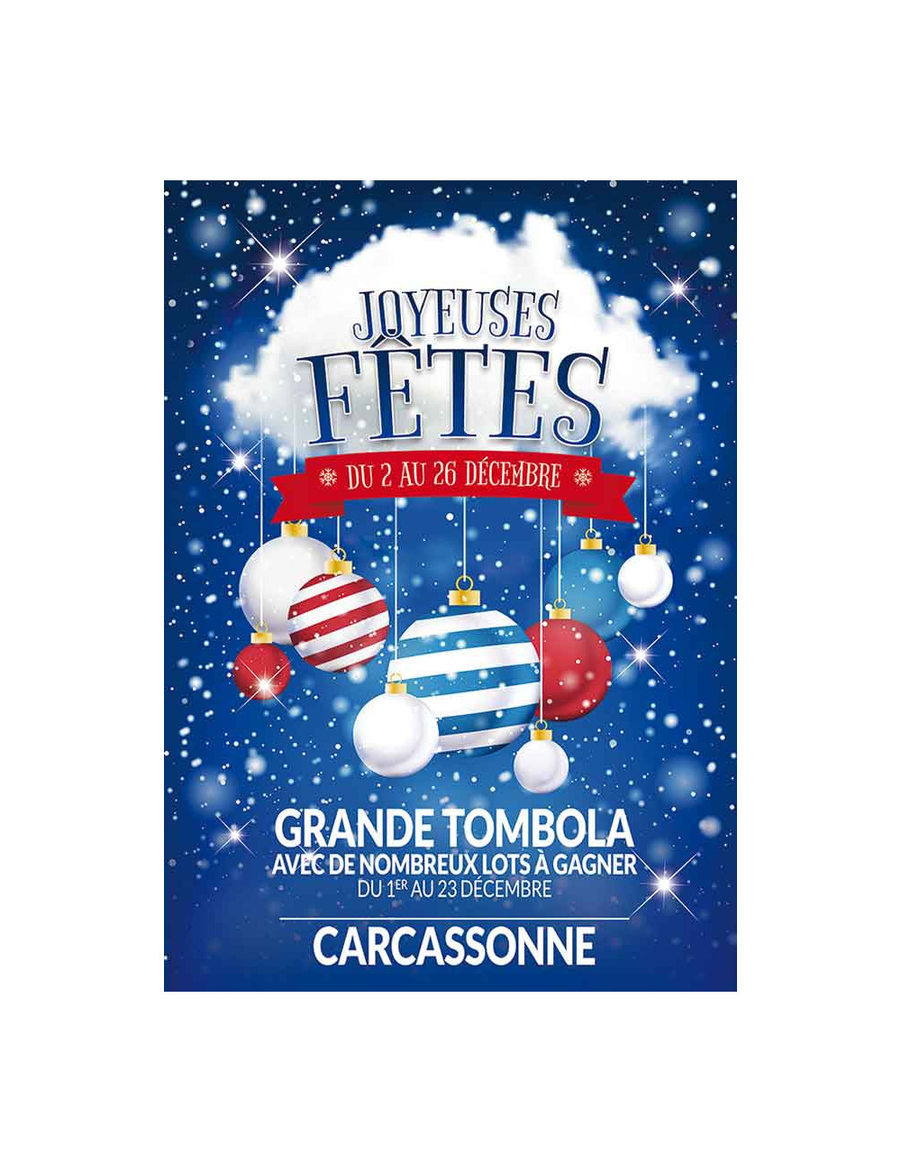 Affiches A2 (42x59,4 cm) Joyeuses Fêtes nuage