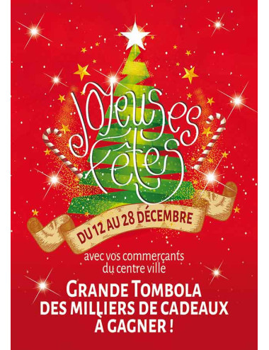 Affiches A2 (42x59,4 cm) Joyeuses Fêtes sapin graphique