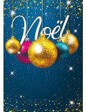 Affiches A2 (42x59,4 cm) Joyeux Noël or et bleu