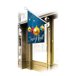 Drapeaux de façade Joyeux Noël or et bleu