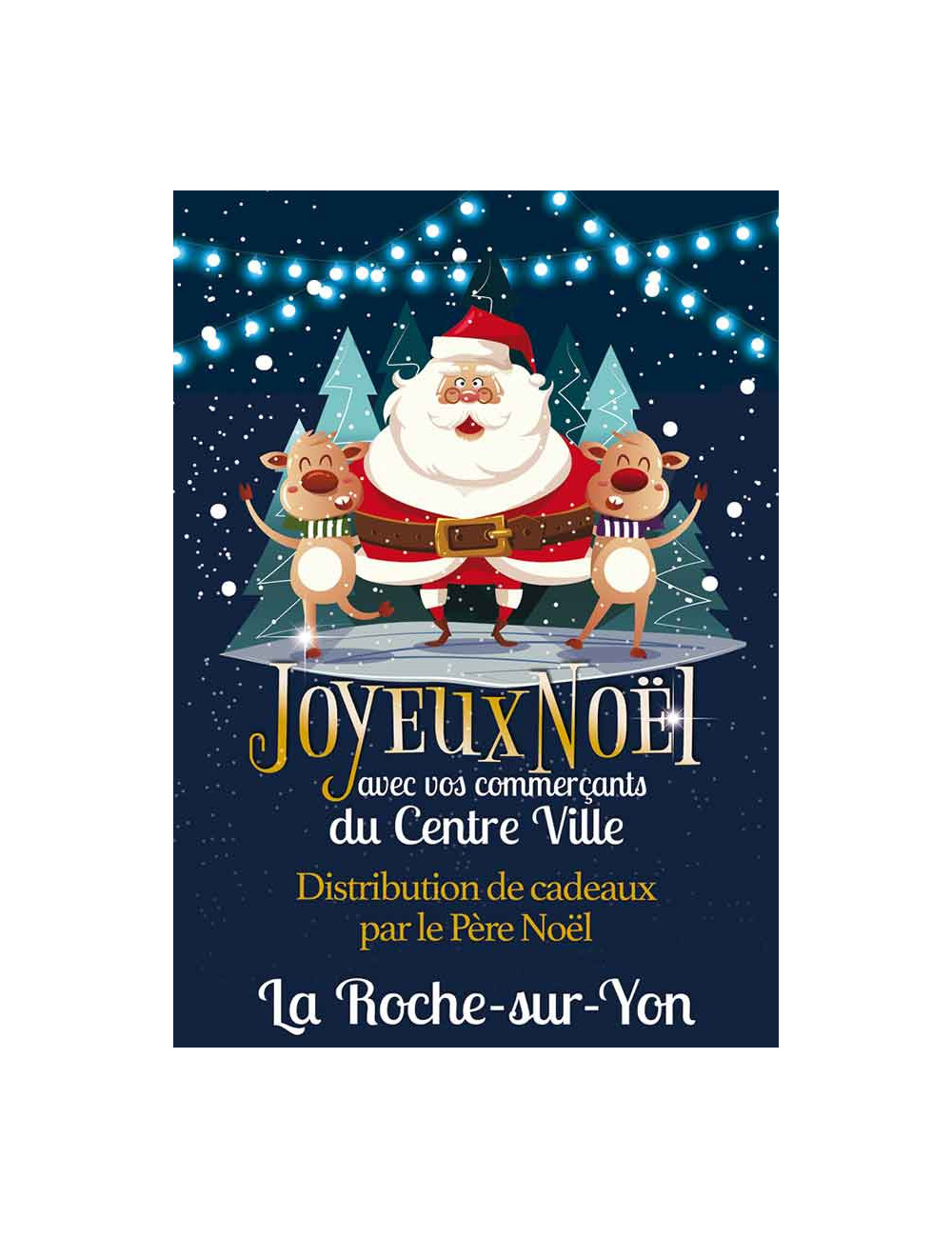 Affiches A2 (42x59,4 cm) Joyeux Noël Père Noël et rennes