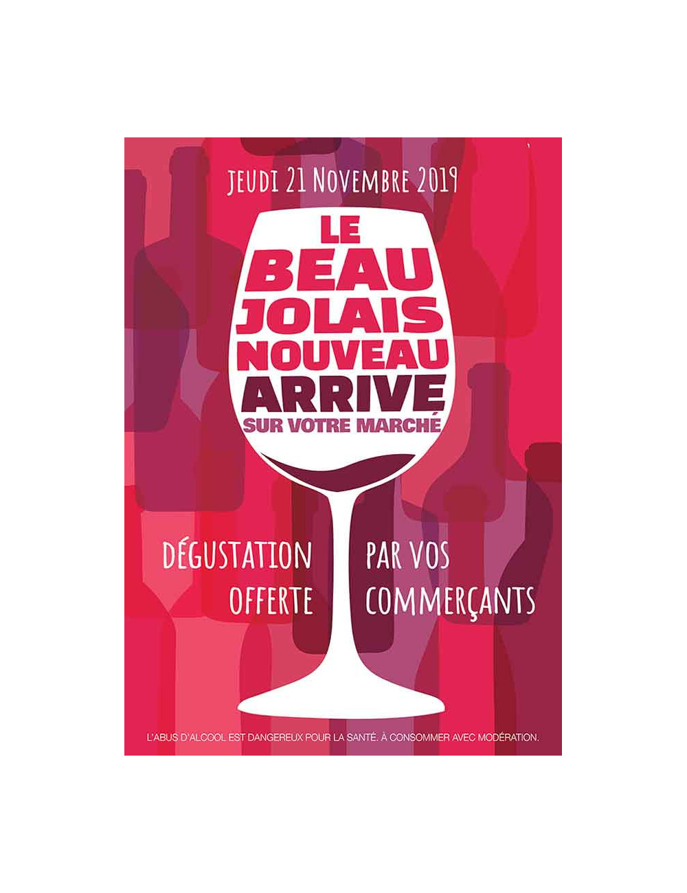 Affiches A2 (42x59,4 cm) Beaujolais 2019 verre