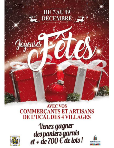 Affiches A2 (42x59,4 cm) Joyeuses Fêtes cadeaux rouge