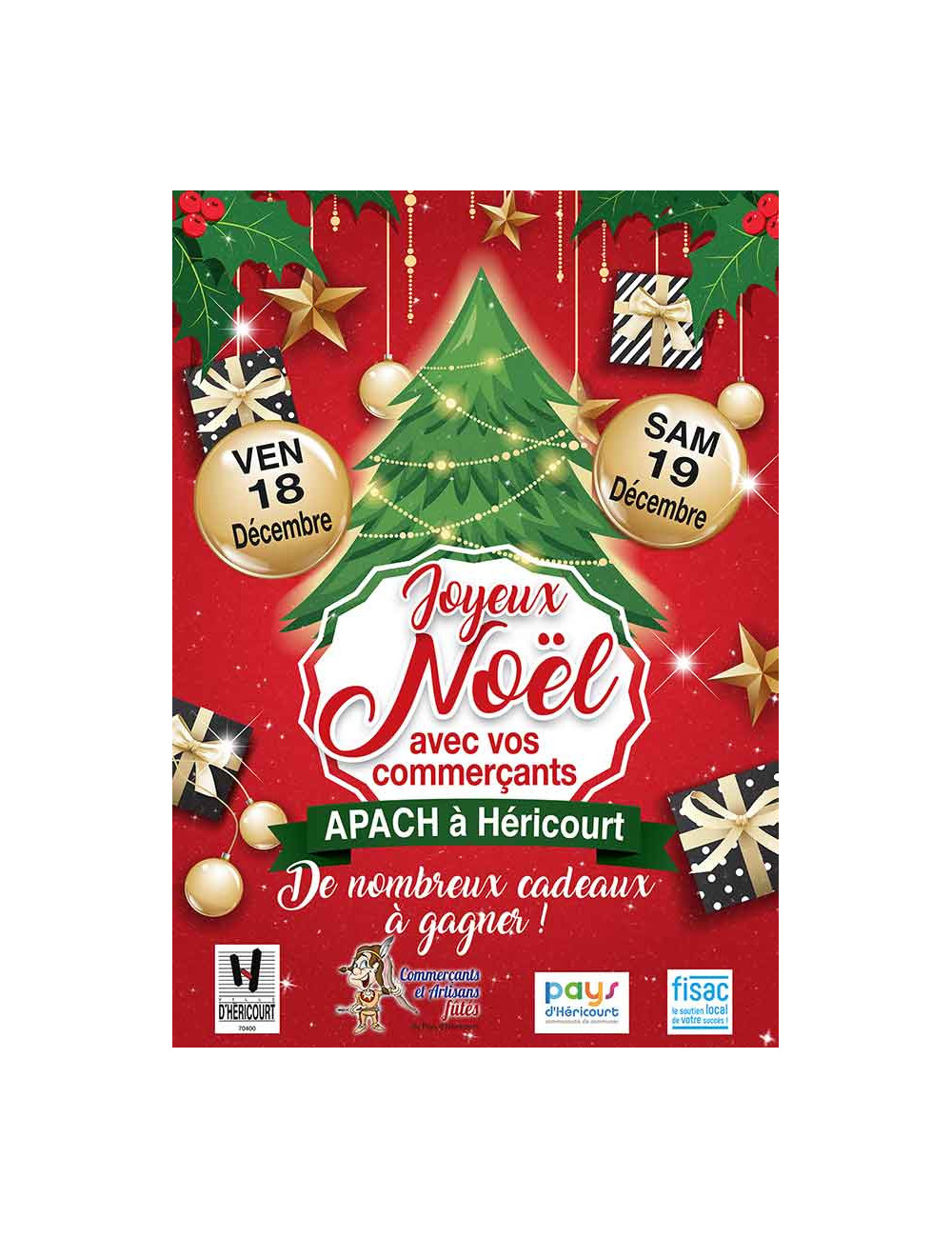 Affiches A2 (42x59,4 cm) Joyeux Noël sapins