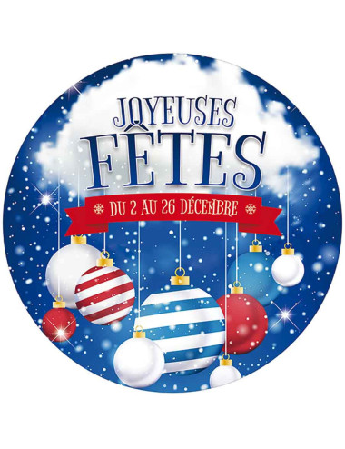 Stickers vitrine événementiel Joyeuses Fêtes nuage