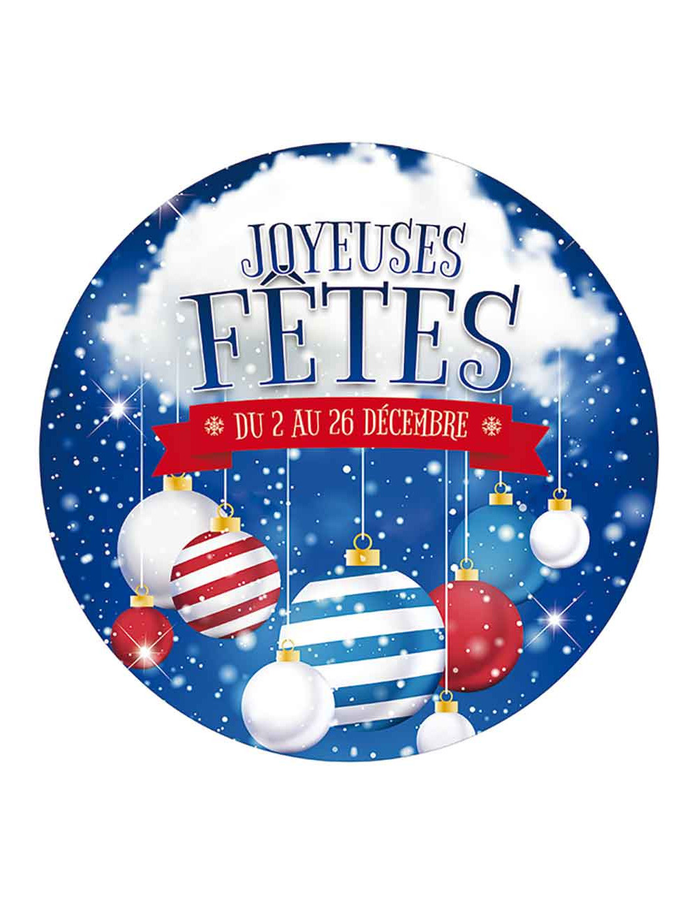 Stickers vitrine 40x40 cm Joyeuses Fêtes nuage