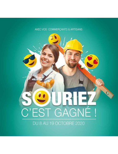 Stickers vitrine événementiel Souriez c est gagné