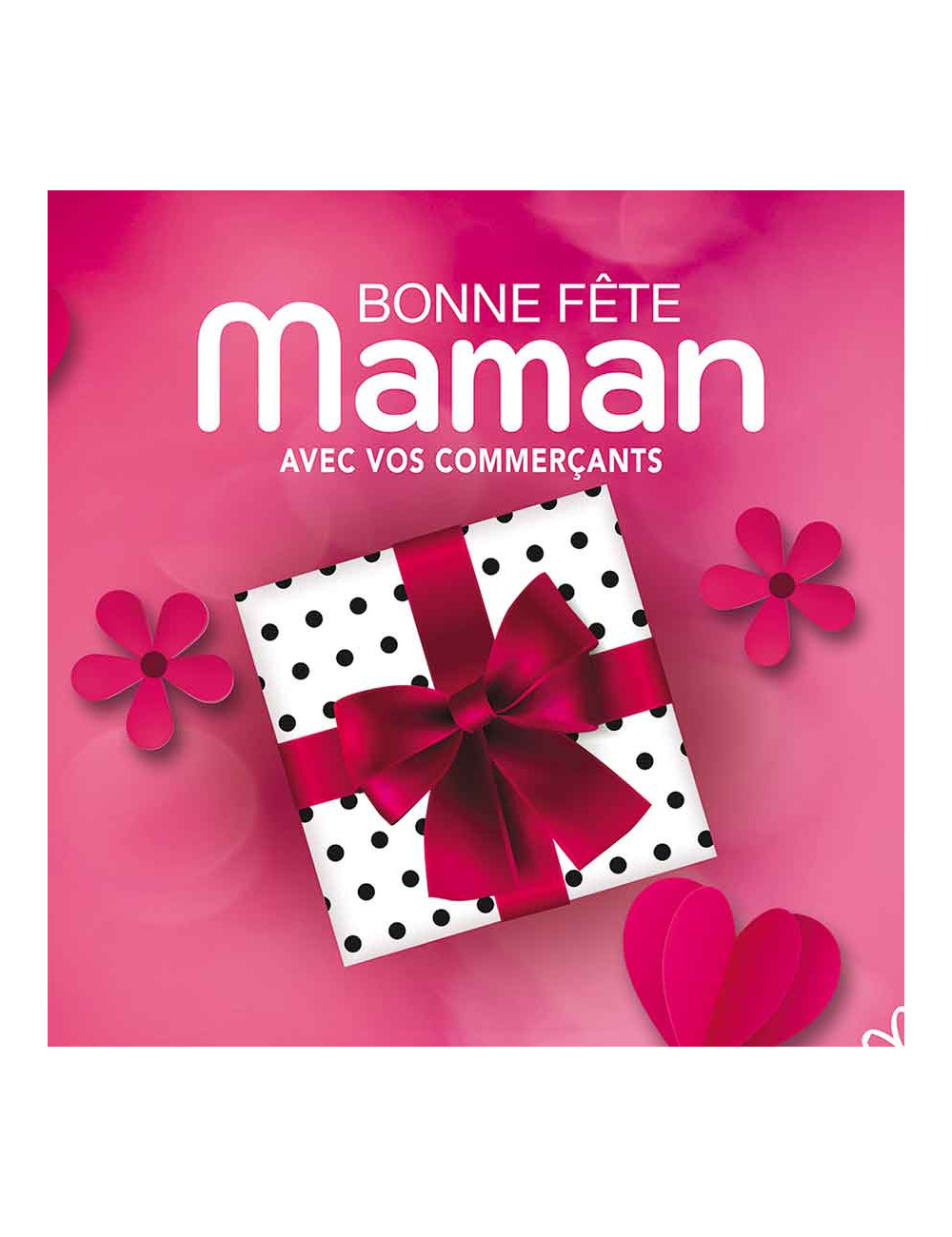 Stickers vitrine 40x40 cm Bonne Fête Maman rose