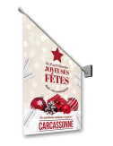 Drapeaux de façade Joyeuses Fêtes Boules et cadeaux