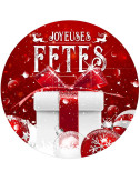 Stickers vitrine événementiel Joyeuses Fêtes paquet cadeau